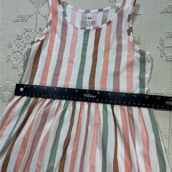 The Children's Place Blue Denim Jacket with Pink, Green & Brown Striped Dress - Picture 11 of 13